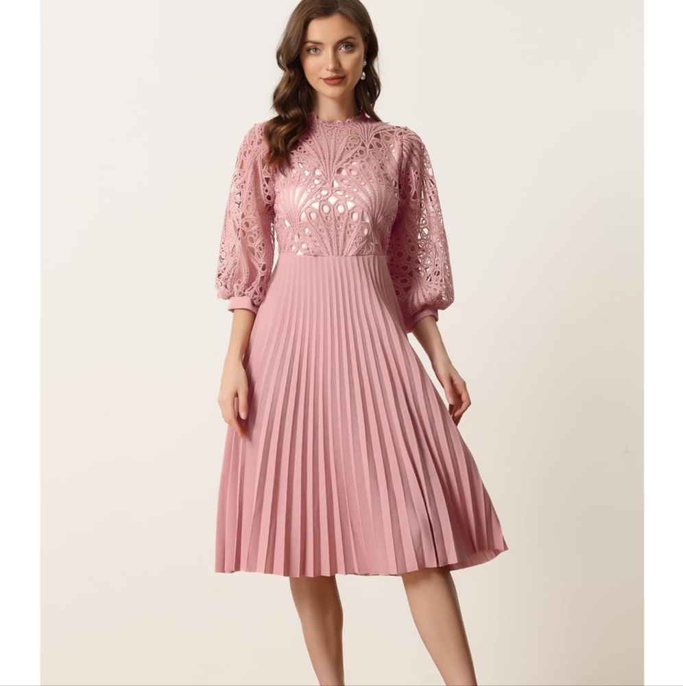 Dusty Rose Colored Dress With Crochet Top.